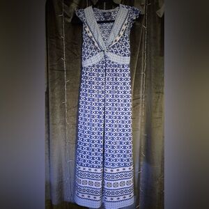 Angie Blue Patterned Maxi Dress - M